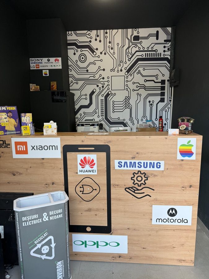 Recepție Service GSM Sebastian București cu branduri Samsung, Apple, Huawei, Xiaomi, Motorola, Oppo